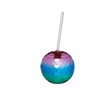 BARCRAFT Tasse à Cocktail Fantaisie avec Paille Motif Boule Disco 560 ML