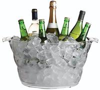BarCraft Seau À Boissons / Glacière Ovale En Acrylique Transparent, Pour La Bière, Les Boissons Et Le Vin, 10 Litres