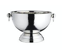 Barcraft Seau À Champagne En Acier Inoxydable Martelé, Refroidisseur De Bière, De Boissons Et De Vin, 37 X 25 cm, Étiqueté Cadeau, Silver