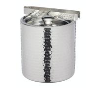 BarCraft Seau à glace en acier inoxydable avec couvercle et pince, 1,5 litre (2,5 pintes) - Finition martelée