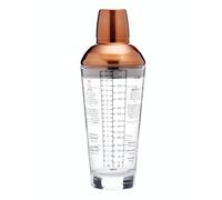 BarCraft - Shaker à Cocktail Gradué avec Recettes Imprimées, Verre/Acier Inoxydable, Finition Cuivrée, 650 ML
