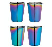 BarCraft Verres à shot métalliques Rainbow Iridescent, set de 4, verre de qualité supérieure, dans une boîte cadeau - 50 ml