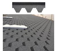 Bardeaux d'asphalte, 100 x 32,5 cm, Grands bardeaux adhésifs en Asphalte coloré avec Couche adhésive thermofusible, pour vérandas, gazebos, terrasses, rénovation de toiture, Gris(210pcs)