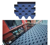 Bardeaux d'asphalte Double Couche 100x32.5cm, tuiles de toiture adhésives étanches, pour la réparation et la décoration de toitures de Maisons,rénovations de toitures et de balcons(Blue,21pcs)