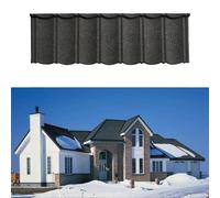 Bardeaux de toiture en acier et asphalte, 52,7" x 16,5", panneaux de plafond isolés haute résistance, panneaux de toiture ondulés et tuiles pour maisons, villas et abris de jardin(Black,20pcs)