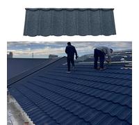 Bardeaux de toiture métalliques, bardeaux architecturaux en acier (134 x 42 cm), panneaux de plafond isolés haute résistance, pour toits de maisons, villas et jardins(Blue,30pcs)