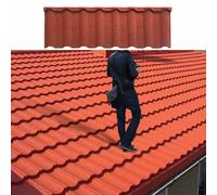 Bardeaux métalliques en asphalte, bardeaux architecturaux avec base en acier, panneaux isolants de plafond robustes, panneaux ondulés et tuiles, pour toitures de maisons(Red,10pcs)