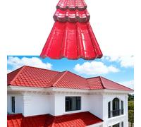 Bardeaux métalliques et asphaltés, bardeaux architecturaux, panneaux de toiture ondulés en aluminium robuste, pour maison, villa, pergola, patio, maison, rouge(10pcs,76.5x100cm/30.1x39.37in)