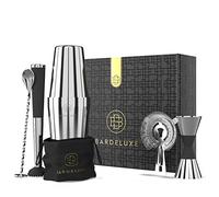 BarDeluxe® Boston Shaker Set de 5 pièces pour Barman - Ensemble de Cocktails - 750 ML - Shaker à Cocktail Boston - en Acier Inoxydable - Accessoires de Cocktail (Argent)