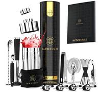 BarDeluxe® Kit Cocktail, 12 Pièces, Kit Cocktail Professionnel | Shaker Cocktail 750ml, Acier Inoxydable | Cocktail Shaker Kit, Kit Barman, Cocktail Kit | Set de Cocktail (Argent)