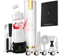BarDeluxe® Kit Cocktail, 12 Pièces, Kit Cocktail Professionnel | Shaker Cocktail 750ml, Acier Inoxydable | Cocktail Shaker Kit, Kit Barman, Cocktail Kit | Set de Cocktail | Livre de Cocktails (Blanc)