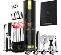 BarDeluxe® Kit Cocktail, 12 Pièces, Kit Cocktail Professionnel | Shaker Cocktail 750ml, Acier Inoxydable | Cocktail Shaker Kit, Kit Barman, Cocktail Kit | Set de Cocktail (Argent)