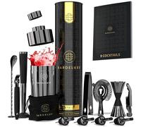 BarDeluxe® Kit Cocktail, 12 Pièces, Kit Cocktail Professionnel | Shaker Cocktail 750ml, Acier Inoxydable | Cocktail Shaker Kit, Kit Barman, Cocktail Kit | Set de Cocktail (Noir)