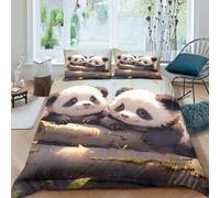 BARDYS Panda Housse De Couette en Imprimé 3D Animals Ensembles De Literie pour La Jeunesse Linge De Lit avec Taie d'oreiller Parure De Lit en Microfibre Douce King（220x240cm）