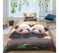 BARDYS Panda Parure De Lit Imprimé en 3D Animals Housse De Couette avec Taie d'oreiller Linge De Lit en Microfibre Douce,Ensembles De Literie pour Adultes Et Enfants Single（135x200cm）