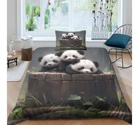 BARDYS Panda Parure De Lit Imprimé en 3D Animals Housse De Couette avec Taie d'oreiller Linge De Lit en Microfibre Douce,Ensembles De Literie pour Adultes Et Enfants Single（135x200cm）