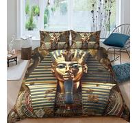 BARDYS Pharaoh pour Adultes Et Enfants Housses De Couettes 3D Imprimé Ancient Egypt Housse De Couette Microfibr avec Taies E avec Fermeture À Glissière Parure De Lit 3 Pièces King（220x240cm）