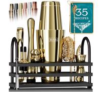 BARE BARREL Kit de barman mixologie pour bar | Ensemble shaker cocktail 14 pices | Outils de mlange d'ustensiles de bar Martini pour barman