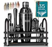BARE BARREL® Mixology Kit de bar pour barman | Ensemble shaker à cocktail 14 pièces | Outils de mélange pour barman à domicile | 35 cartes de recettes | Coffret cadeau (shaker cordonnier de 680,4 g,