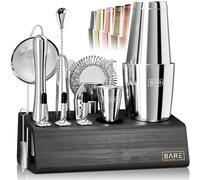 BARE BARREL® Mixology Kit de bar pour barman | Ensemble shaker à cocktail 14 pièces | Outils de mélange pour barman à domicile | Comprend 35 cartes de recettes | Coffret cadeau (shaker Boston de 800