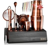 BARE BARREL® Mixology Kit de bar pour barman | Ensemble shaker à cocktail 14 pièces | Outils de mélange pour barman à domicile | Comprend 35 cartes de recettes | Coffret cadeau (shaker Boston de 793,8