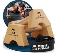 BARE HANDS Poignées de pompe - 2x poignées en bois antidérapantes et ergonomiques - Équipement de calisthenics pour intérieur et extérieur - Idéal pour les handstands et les pompes