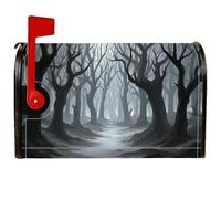 Bare Trees - Housses magnétiques de boîte aux lettres gothique, chemin de brume mystérieuse pour Halloween, pour extérieur, décoration de jardin, 53,3 x 64,9 cm, noir