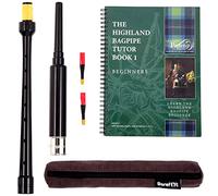 Barefoot Bagpiper Cornemuse d'entraînement Longueur standard 45,7 cm Avec étui de transport Marron clair 2 anches et piping Institute of Scotland Highland Cornemuse Livre de tuteur 1