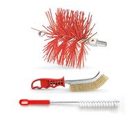 BARETTO Kit de Nettoyage de Cheminée - Set Complet d'Accessoires de Cheminée, Comprend 1 Brosse en Nylon de 80 mm, 1 Brosse Multi-usages, 1 Brosse Manuelle