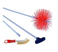 BARETTO Kit de Ramonage avec 3 Tiges Flexibles à Ressort de 1 Mètre, Coude à 90°, et Brosse en Nylon (180 mm)