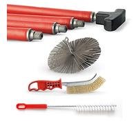 BARETTO Kit de Ramonage Cheminée, Kit de Nettoyage de Conduit à Fumée, Rallonges de 10 Mètres avec Coude à 45°, Brosse en Acier (Ø 250 mm)