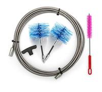 BARETTO Kit Ramonage Poêle à Granulés, Kit Nettoyage Conduit Poêles à Granulés avec Rallonge Flexible en Acier Inoxydable 9 Mètres et Coude à 90°, 2 Brosses Flexibles en Nylon 80 mm et 100 mm (9 M)