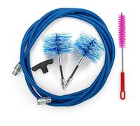 BARETTO Kit Ramonage Poêle à Granulés, Kit Nettoyage Conduit Poêles à Granulés avec Rallonge Flexible 3 Mètres et Coude à 90°, 2 Brosses Flexibles en Nylon 80 mm et 100 mm (3 M)