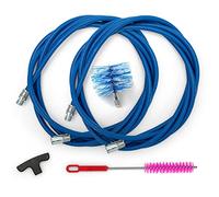 BARETTO Kit Ramonage Poêle à Granulés, Kit Nettoyage Conduit Poêles à Granulés avec Rallonge Flexible 6 Mètres et Coude à 90°, 1 Brosse Standard en Nylon 80 mm (6 M)