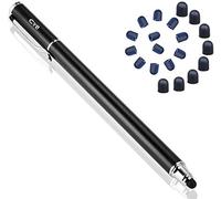 Bargains Depot Stylet pour Tablette 2 en 1 Universel Stylo + 20 Embouts de Rechange pour Ecran Tactile, iPad, iPhone, iPod, Kindle, Galaxy - Noir