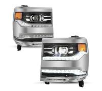 Barhbt Ensemble Phare Avant Phares Avant À LED Avec Boîtier Chromé Feux Jour À DEL Pour Chevrolet Pour Silverado 1500 2016-2019 Paire Phares Entièrement À DEL