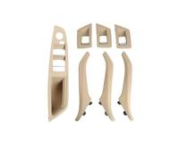 Barhbt Garniture Intérieure Poignée Porte Voiture Poignée Porte Intérieure Droite En Cuir Pour BMW Série 5 F10 F11 Sans Bouton Rabattement Rétroviseur Couvercle Rechange(LHD Beige)