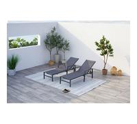 Bari - Lot De 2 Transats Gris Foncé Gris