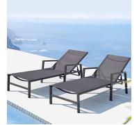 Bari - Lot De 2 Transats Gris Foncé Gris