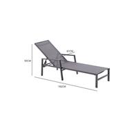 CONCEPT USINE - Lot de 2 Transats Ajustables accoudoirs | Bain de Soleil Chaise Longue Confortable | Bari Gris foncé | Aluminium | Toile en PVC | Dossier Réglable 6 Positions | Jardin Terrasse Piscine