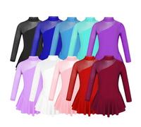 Barielle - Robe de danse, de bal, robe de bal, danse de garde, patinage artistique, une pièce avec body, Blanc, 122-128 cm