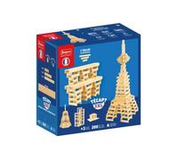 Baril 200 planchettes bois massif Tecap 3XL 3 tailles - Livret idees inclus - Jeu construction Enfant - Set Jouet francais + Carte