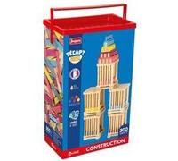Baril 300 planchettes en bois massif classic nature et colorees - tecap multi color - jeu construction - made in france - set jouet et carte
