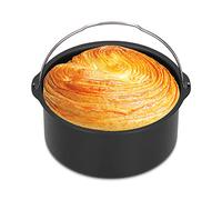 Baril à Gâteau, 6/7/8 Inch Plat de Cuisson Antiadhésif pour Friteuse Air Baril Gâteaus Accessoires pour Friteuse Pain Panier de Cuisson Pizza Assiette Pizza Gril Pot Tapis Gâteau Plateau (6Inch)