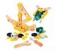 Janod – Jeu de construction Brico'kids Baril 100 pièces doré – 98 accessoires + 2 outils – Dès 3 ans