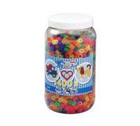 Baril de 1400 perles taille pour hama maxi - couleur néon assorties - set jeu enfant loisirs créatif + 1 carte tigre