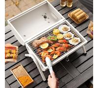 Baril de barbecue portable avec double grille de bureau multifonction avec plaque de cuisson, barbecue à charbon fumé pour jardin, camping, pique-nique, fête