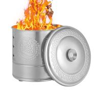 Baril de combustion - Seau de papier en acier inoxydable avec poignée | Tonneau traditionnel pour déchets, bois, ordures, feuilles, argent des ancêtres | jardin, terrasse, patio, plage, fête Qingming