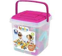 Baril De Rangement De 100 Avec 1 Plaque De Jeu (Rose)¿Dès 12 Mois¿Fabriqué En Europe¿Jouet De Construction 1Er Âge¿503584