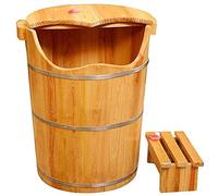 Baril en boisPied en Bois Spatule Pied Bassin de Pied Spa en Bois Bain de Pieds Ménage Bain de Pieds 50cmPied Pédicure Baril de Massage des PiedsNaturelÉpais Âge Moyen et AînésSoins de la santé des